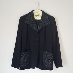 Vintage 1930's 1940's Beaded Black Ni-Nel Jacket